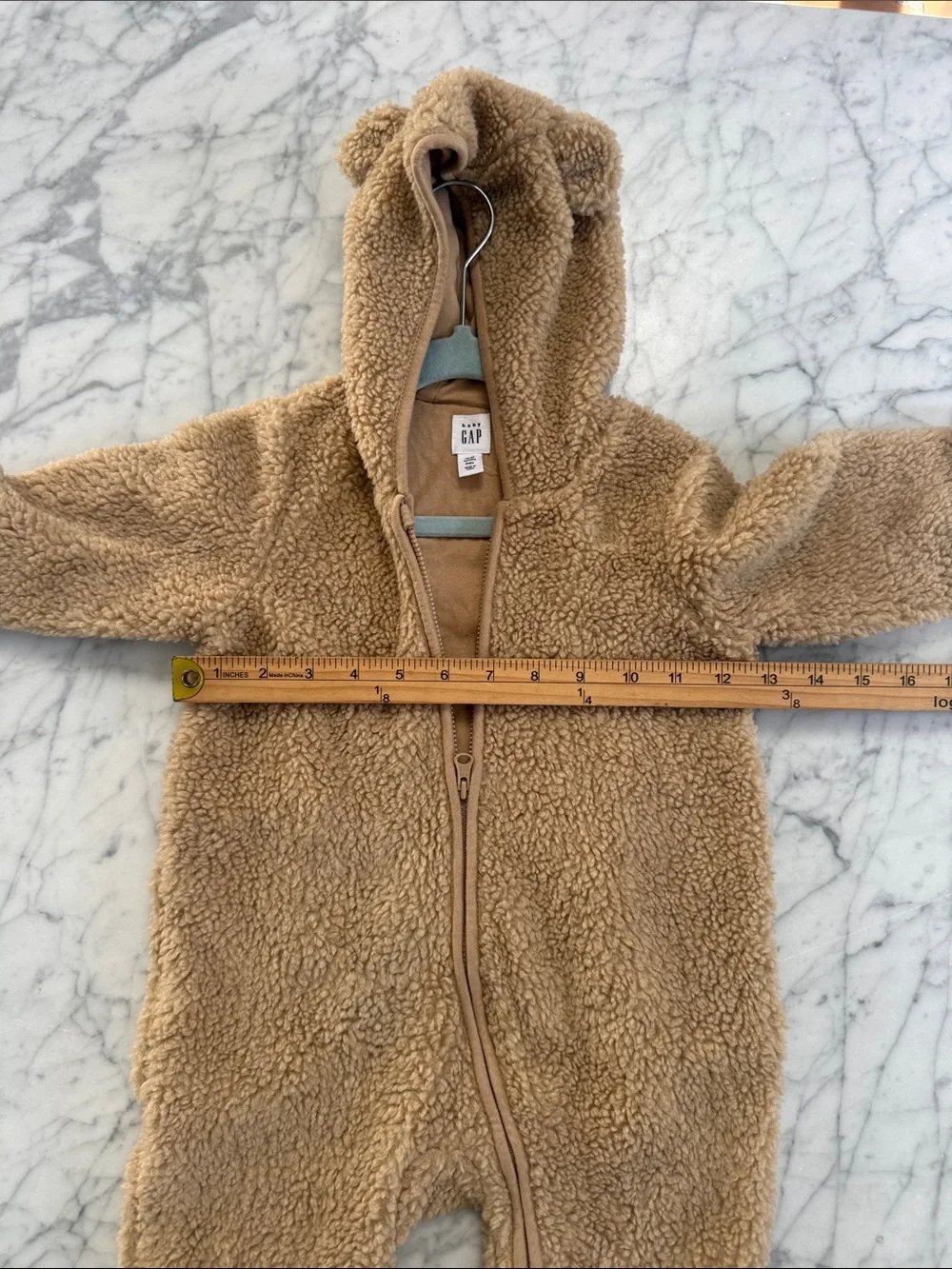 NWT Baby Gap Bear Hooded Sherpa one piece 18/24 Mo